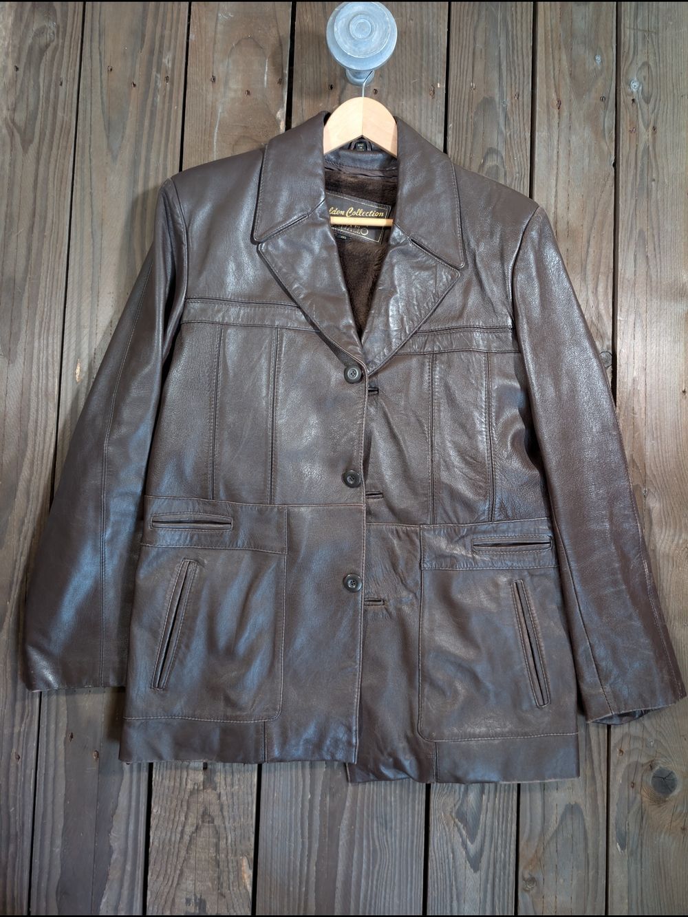 Vintage Men's Brown Leather Jacket With Liner 40